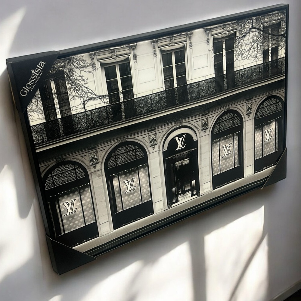 NWT Large Louis Vuitton Storefront Monochrome Art Print Black Wood Frame